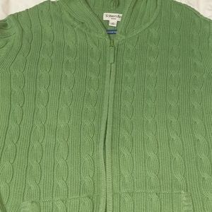 Green Zip Up Hooded Sweater